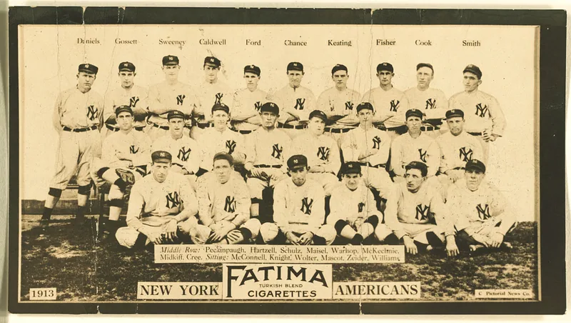 Front of New York Yankees card, 1913 T200 Fatima Team, catalog no. 10