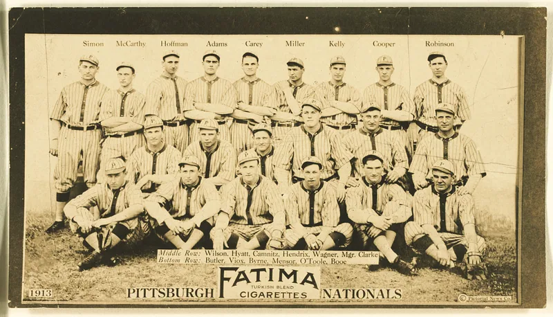 Front of Pittsburgh Pirates card, 1913 T200 Fatima Team, catalog no. 13